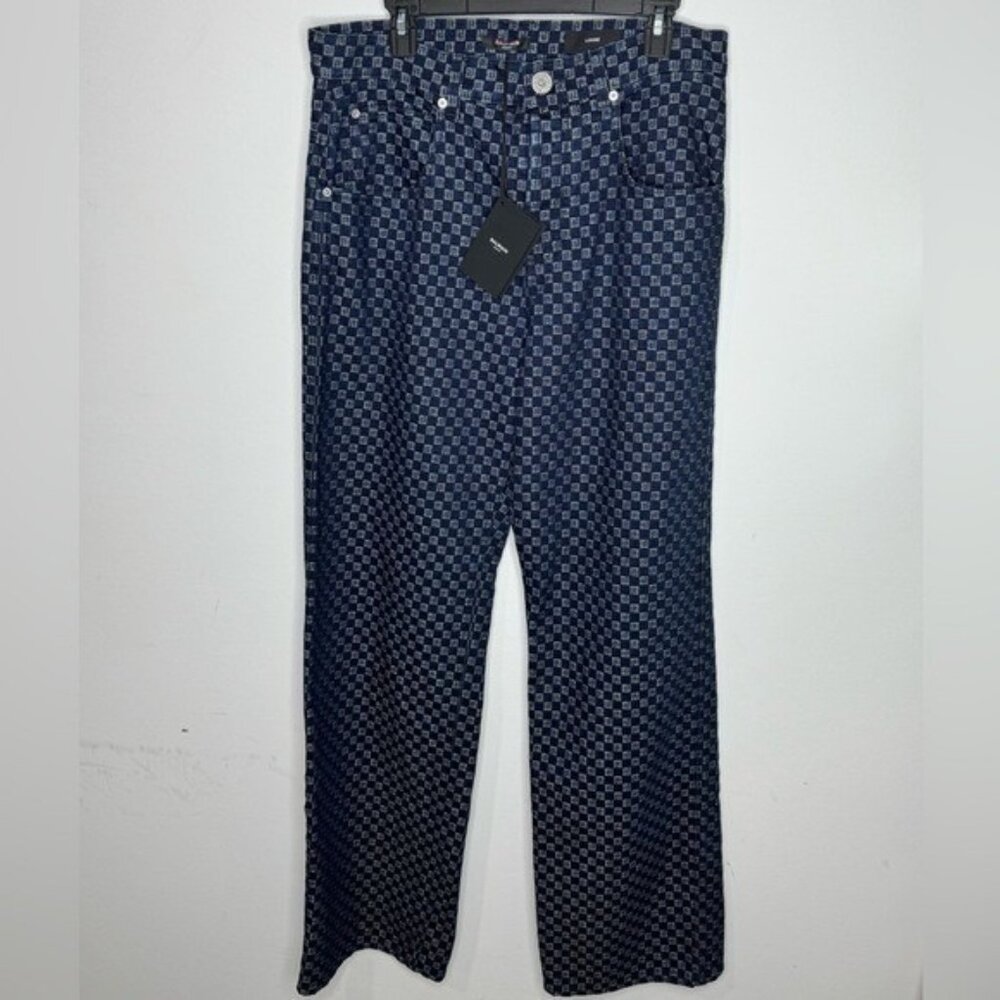 Balmain Monogram Jacquard Denim Jeans Blue Men’s Size 32